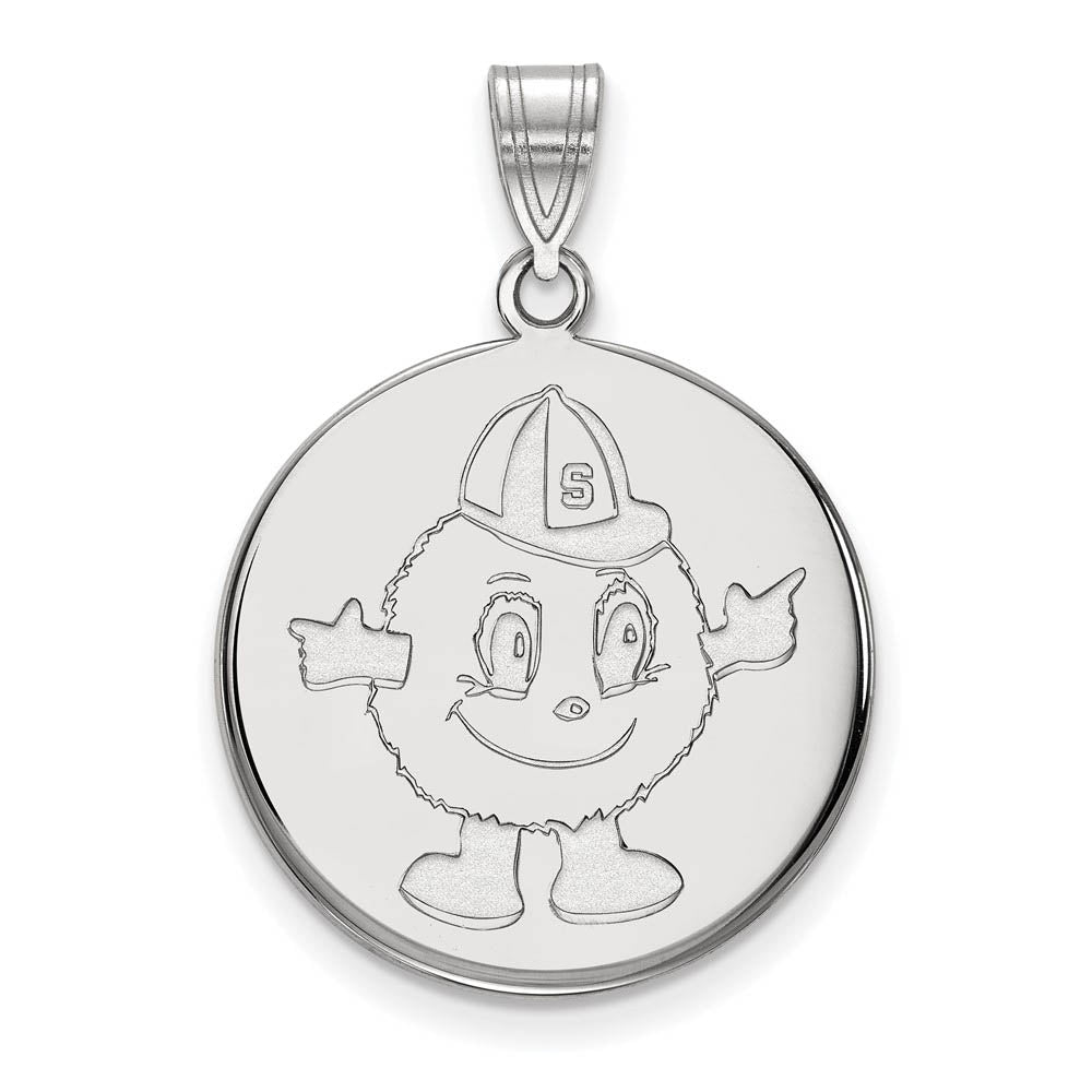 14k White Gold Syracuse U. Large Disc Pendant, Item P16822 by The Black Bow Jewelry Co.