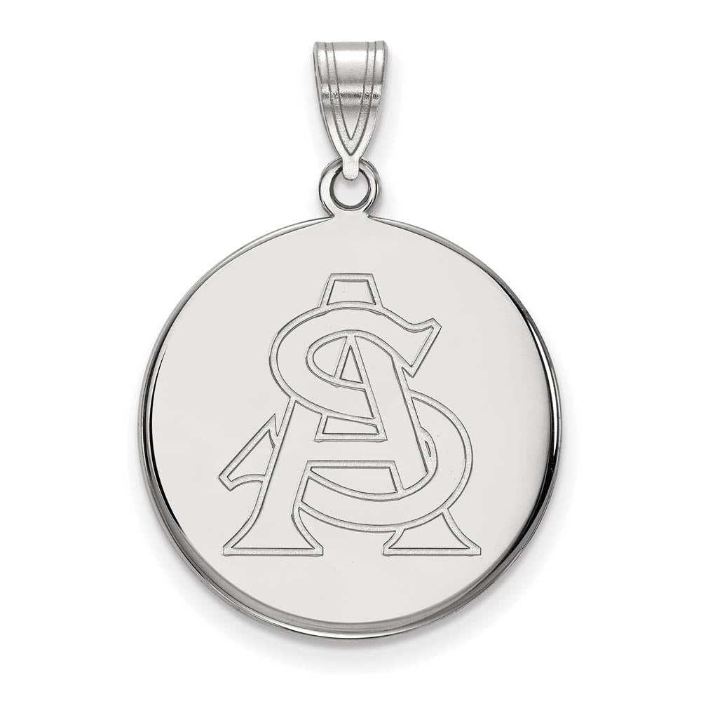 14k White Gold Arizona State Large Disc Pendant, Item P16824 by The Black Bow Jewelry Co.