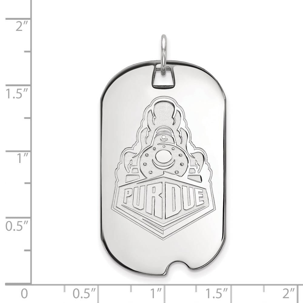 Alternate view of the 14k White Gold Purdue Large Logo Dog Tag Pendant by The Black Bow Jewelry Co.