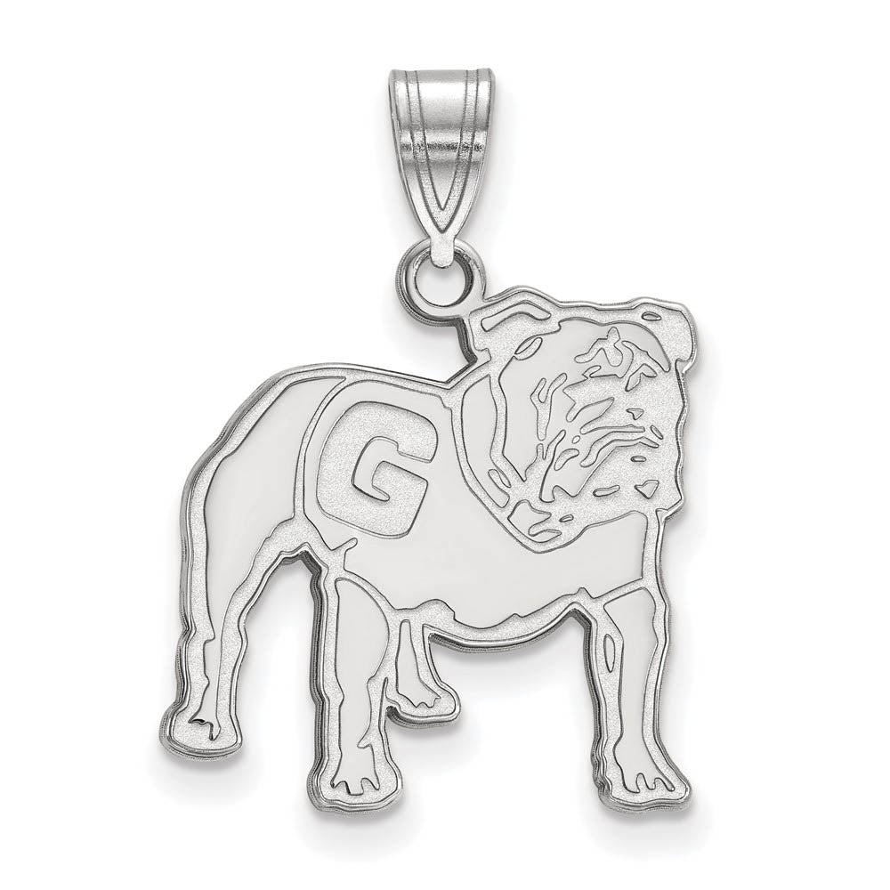 14k White Gold U. of Georgia Large Mascot Logo Pendant, Item P16830 by The Black Bow Jewelry Co.
