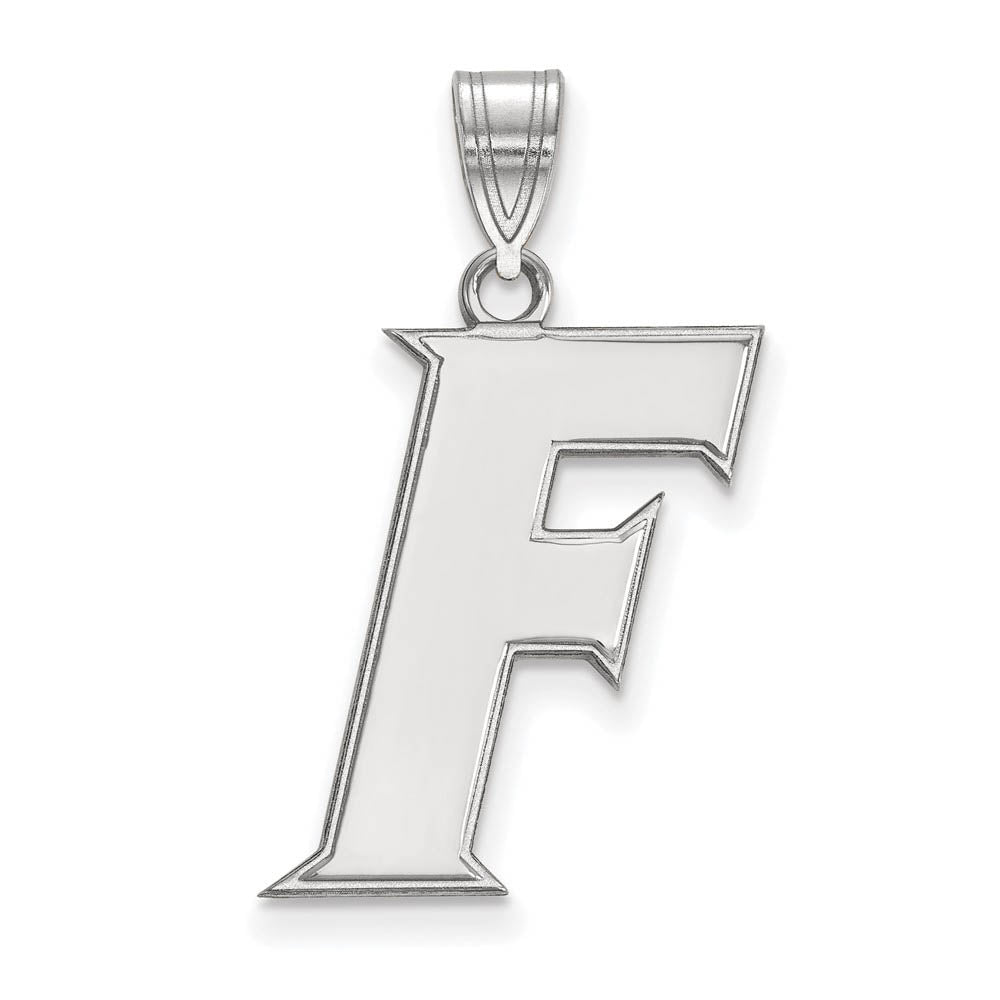 14k White Gold U of Florida Large Initial F Pendant, Item P16832 by The Black Bow Jewelry Co.