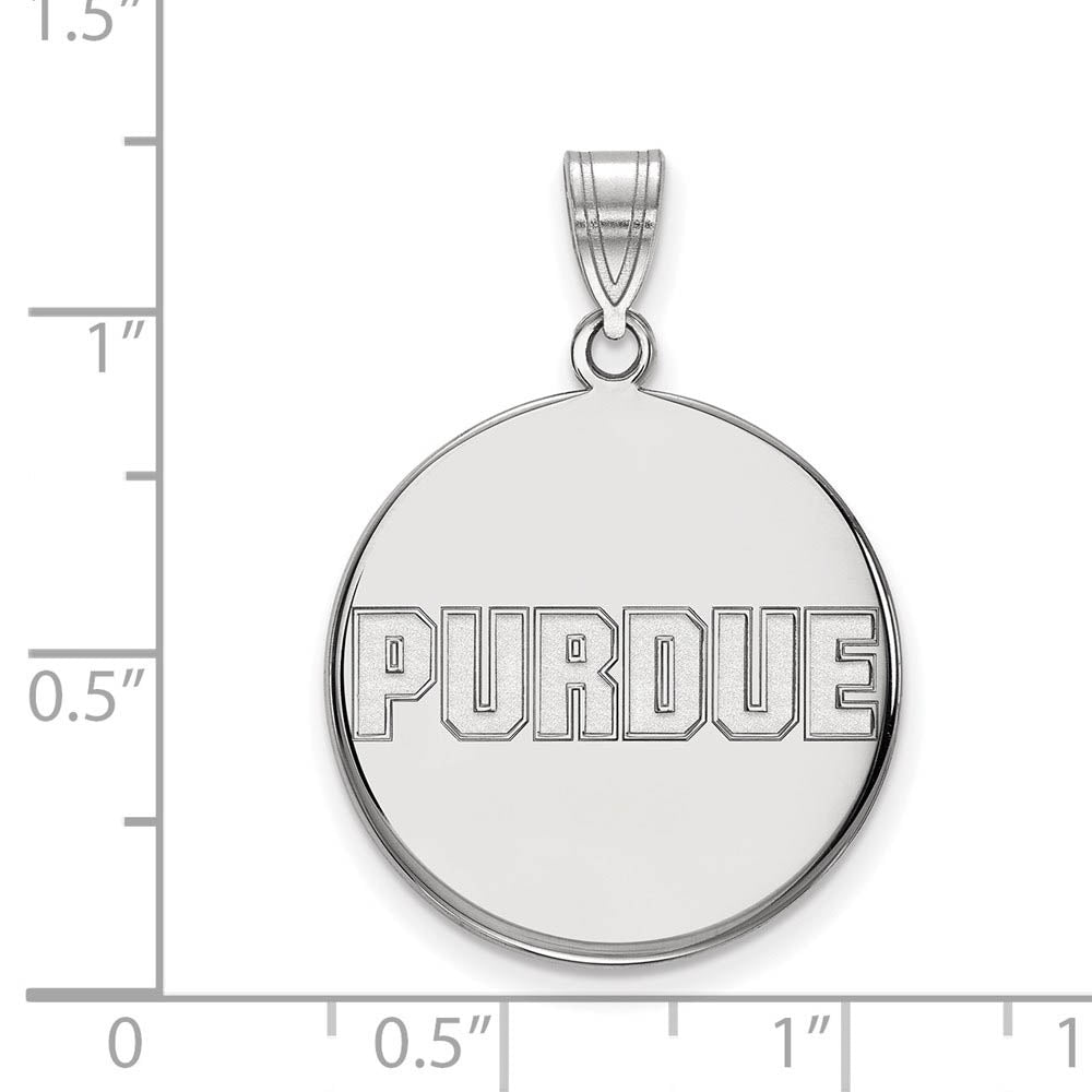 Alternate view of the 14k White Gold Purdue Large Script Disc Pendant by The Black Bow Jewelry Co.