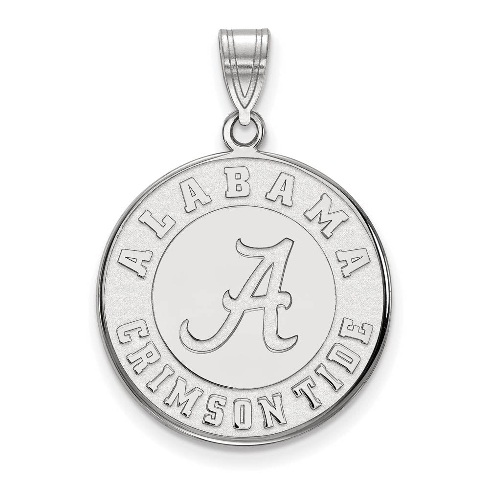 14k White Gold U. of Alabama Large Disc Pendant, Item P16858 by The Black Bow Jewelry Co.