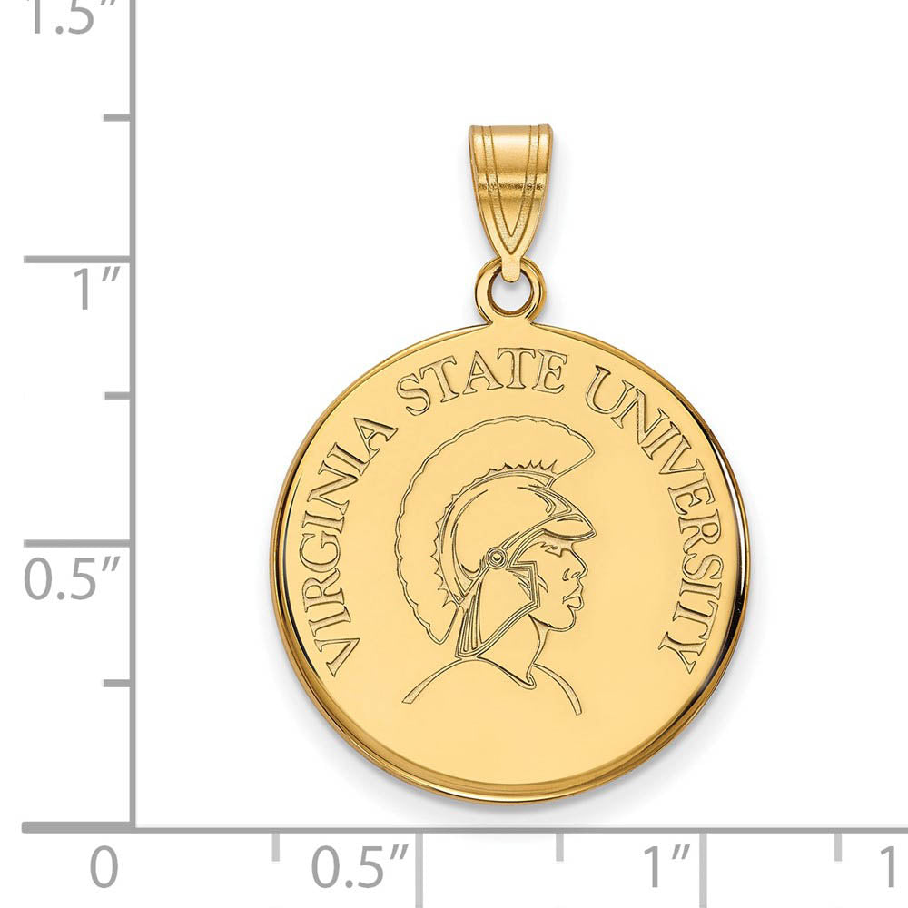 Alternate view of the 14k Yellow Gold Virginia State Large Disc Pendant by The Black Bow Jewelry Co.