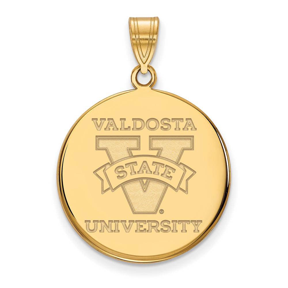 14k Yellow Gold Valdosta State Large Disc Pendant, Item P16902 by The Black Bow Jewelry Co.