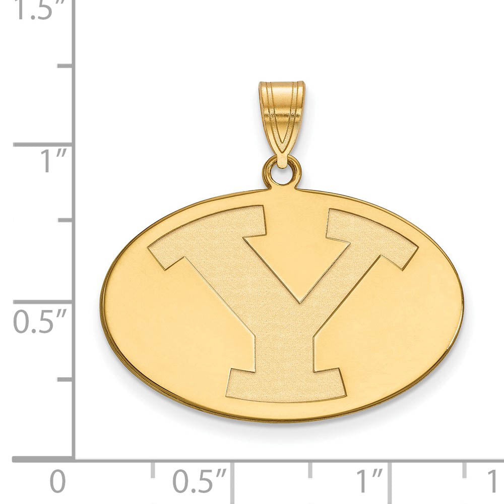 Alternate view of the 14k Yellow Gold Brigham Young U Large Pendant by The Black Bow Jewelry Co.