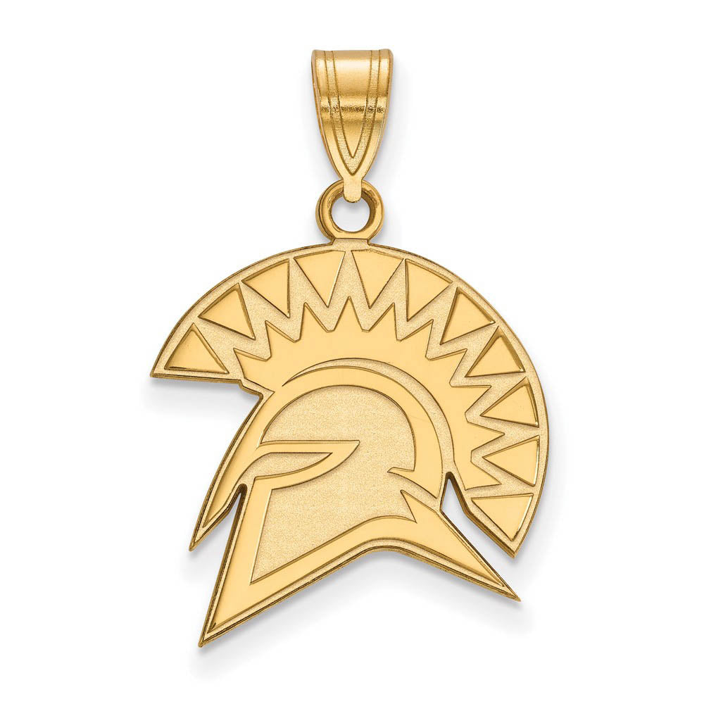 14k Yellow Gold San Jose State Large Mascot Pendant, Item P16931 by The Black Bow Jewelry Co.