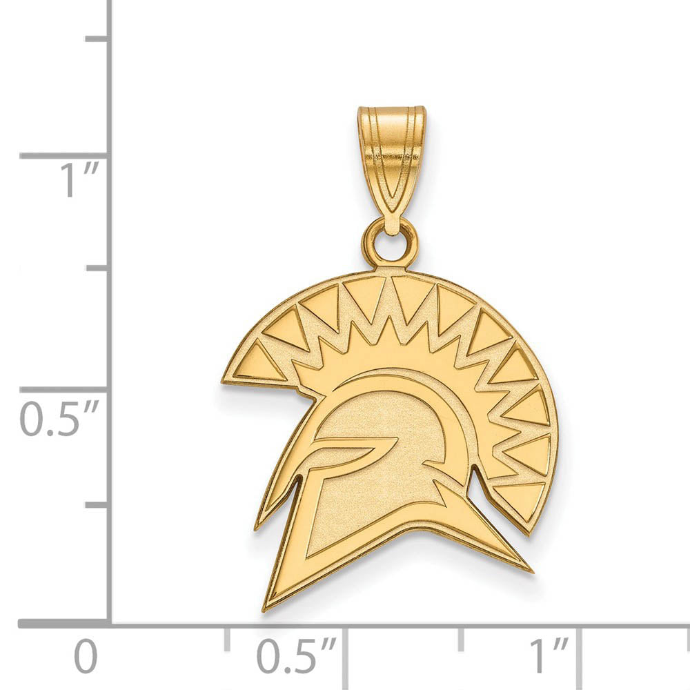 Alternate view of the 14k Yellow Gold San Jose State Large Mascot Pendant by The Black Bow Jewelry Co.