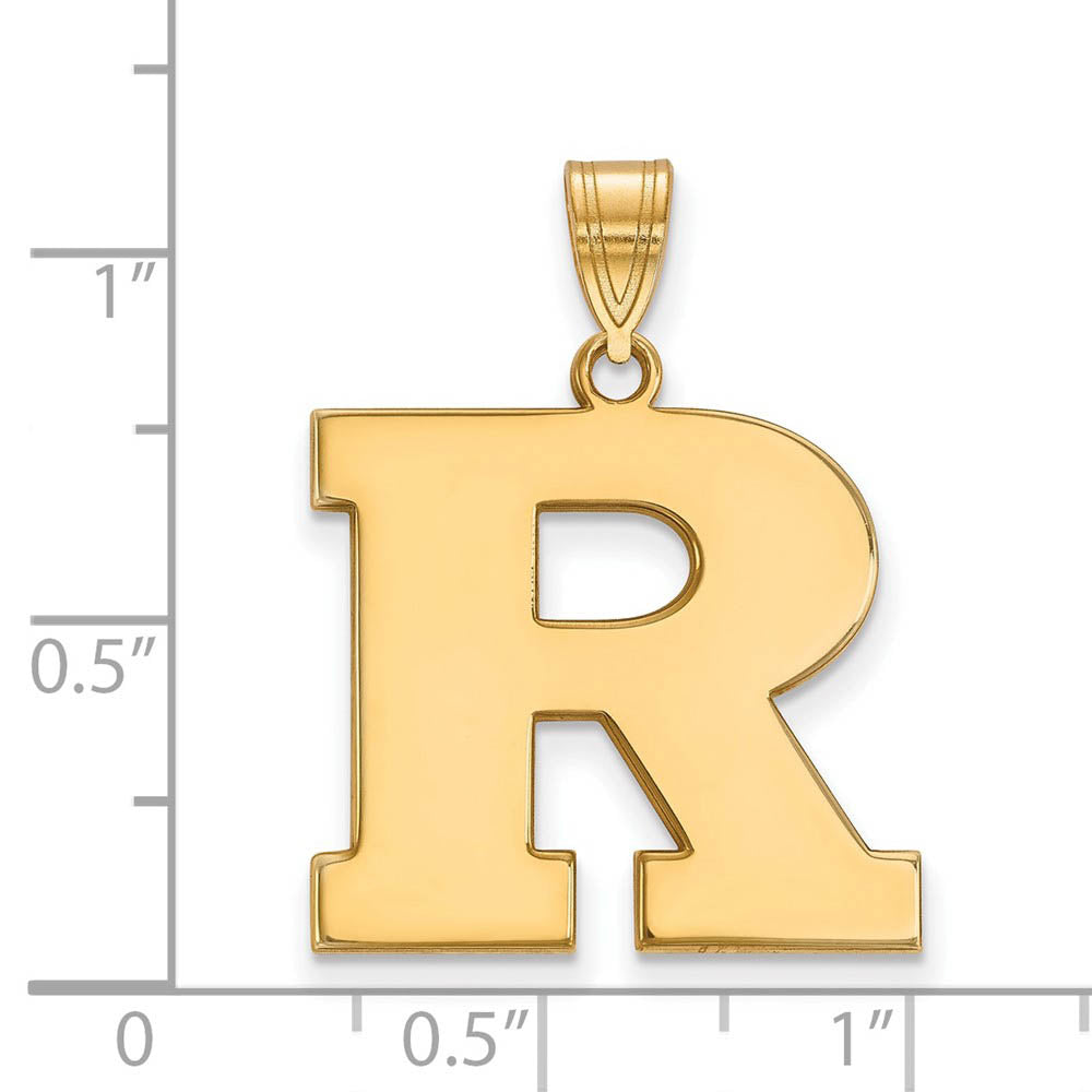 Alternate view of the 14k Yellow Gold Rutgers Large Initial R Pendant by The Black Bow Jewelry Co.