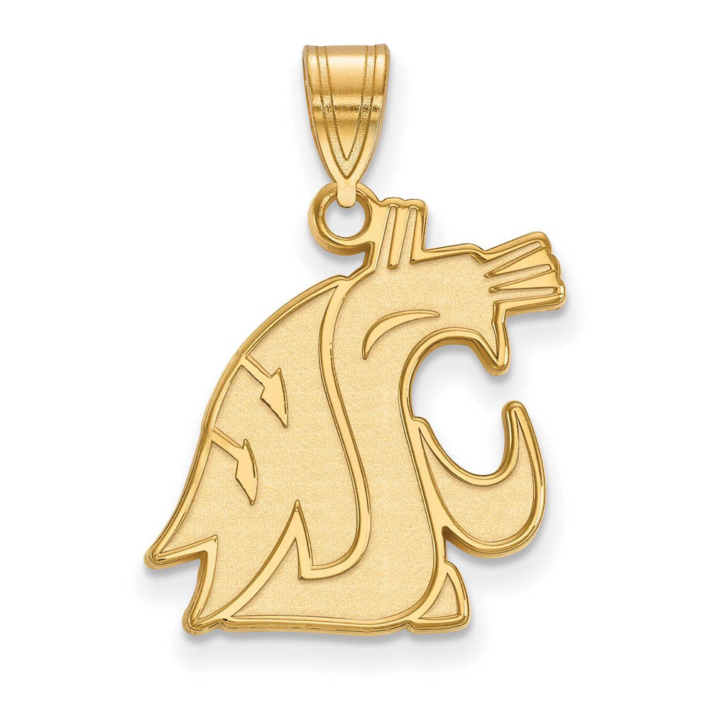 14k Yellow Gold Washington State Large Mascot Pendant, Item P16975 by The Black Bow Jewelry Co.