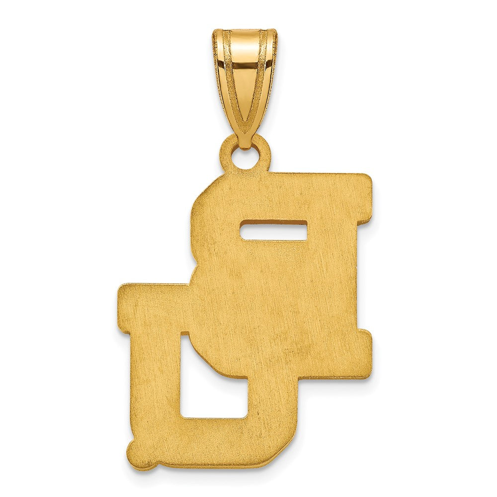 Alternate view of the 14k Yellow Gold Baylor U Large 'BU' Pendant by The Black Bow Jewelry Co.