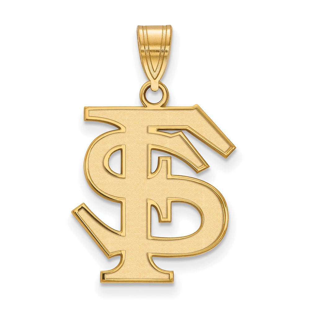 14k Yellow Gold Florida State Large 'FS' Pendant, Item P16992 by The Black Bow Jewelry Co.