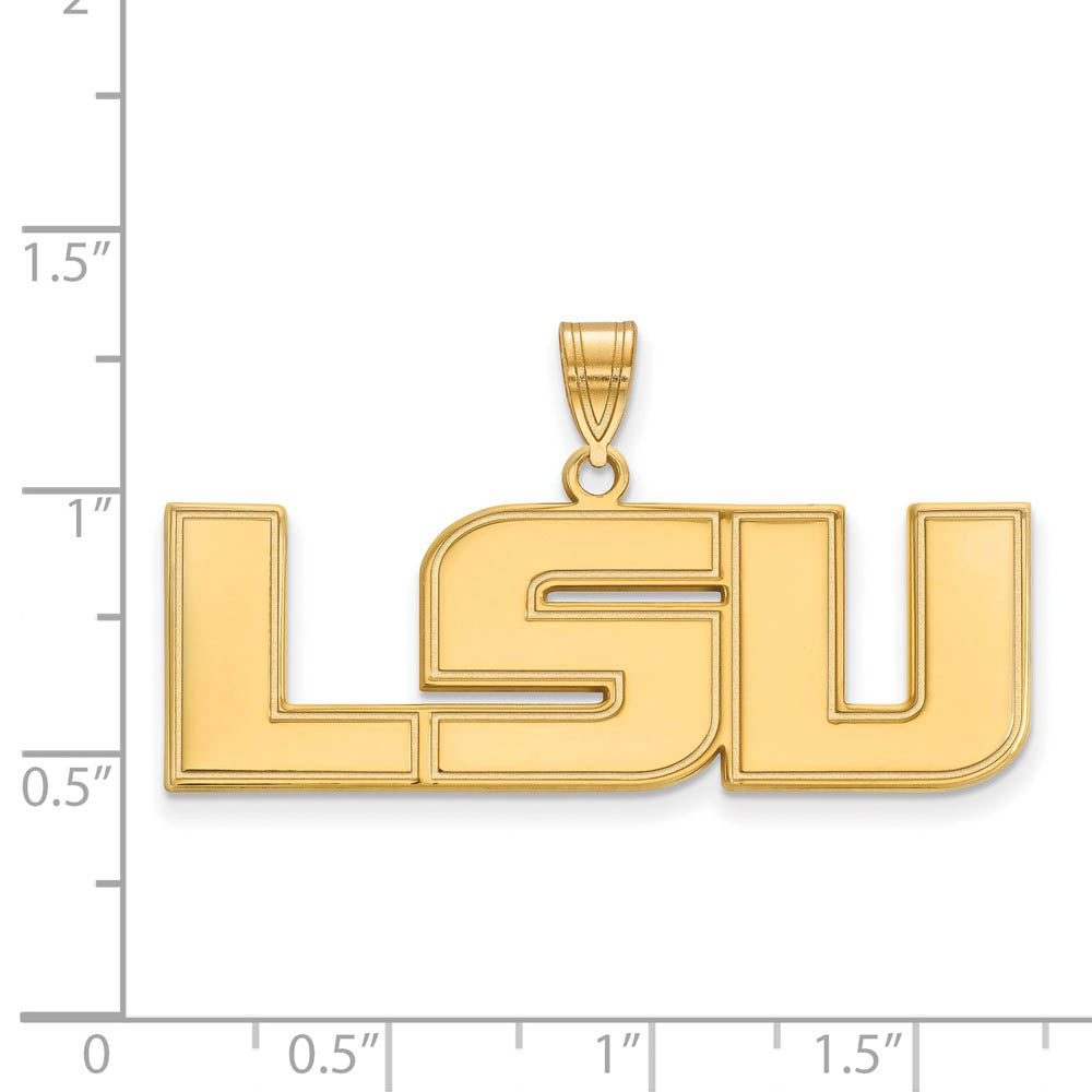 Alternate view of the 14k Yellow Gold Louisiana State Large 'LSU' Pendant by The Black Bow Jewelry Co.