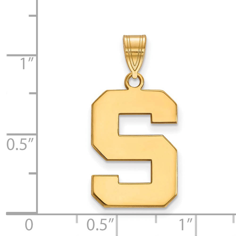 Alternate view of the 14k Yellow Gold Michigan State Large Initial S Pendant by The Black Bow Jewelry Co.