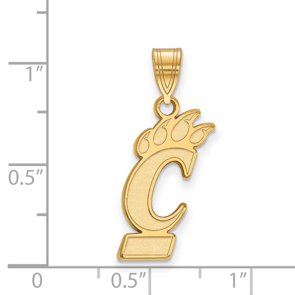 Alternate view of the 14k Yellow Gold U of Cincinnati Large Logo Disc Pendant by The Black Bow Jewelry Co.