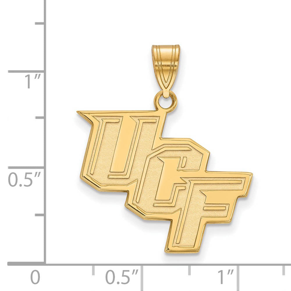 Alternate view of the 14k Yellow Gold Central Florida Large 'UCF' Pendant by The Black Bow Jewelry Co.
