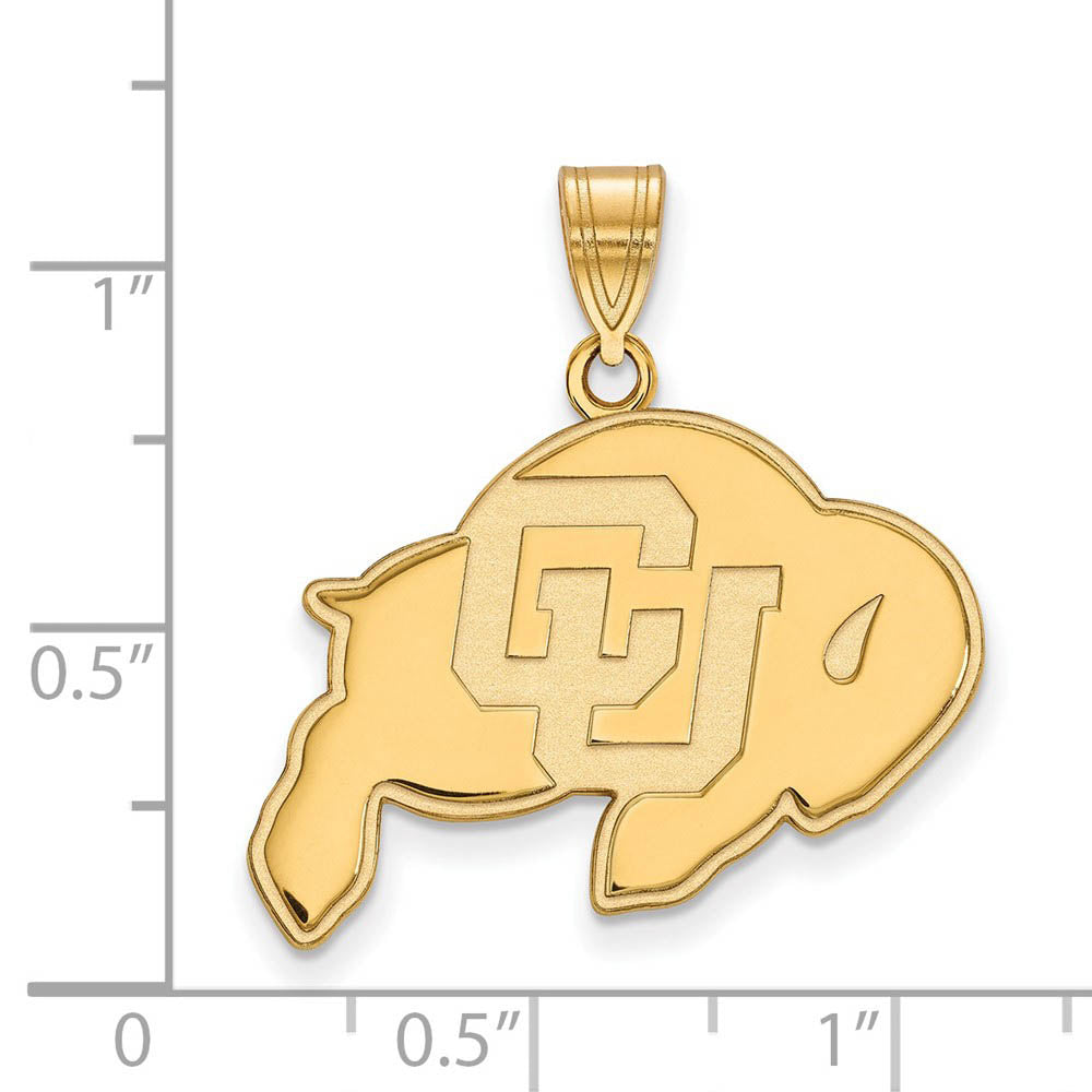 Alternate view of the 14k Yellow Gold U of Colorado Large 'CU' Mascot Pendant by The Black Bow Jewelry Co.