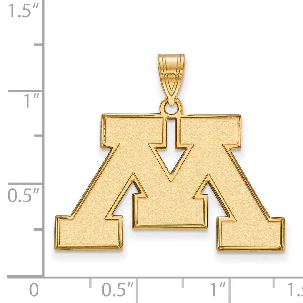 Alternate view of the 14k Yellow Gold U. of Minnesota Large Initial M Pendant by The Black Bow Jewelry Co.