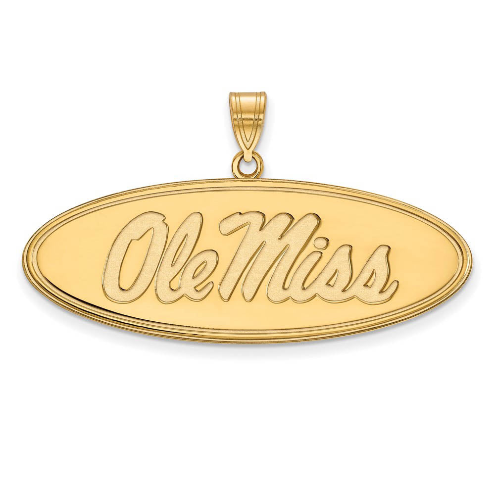 14k Yellow Gold U. of Mississippi Large Oval 'Ole Miss' Pendant, Item P17049 by The Black Bow Jewelry Co.