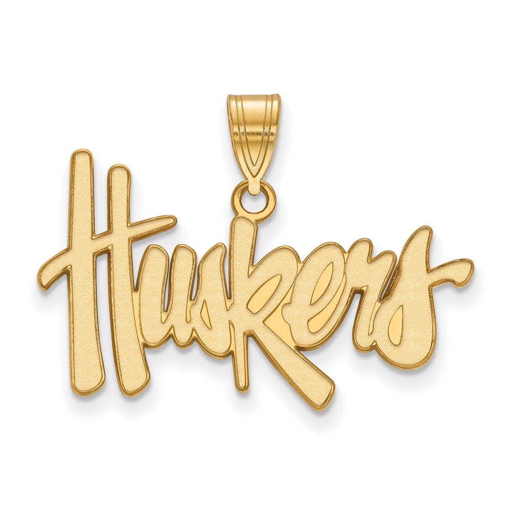 14k Yellow Gold U. of Nebraska Large 'Huskers' Pendant, Item P17052 by The Black Bow Jewelry Co.