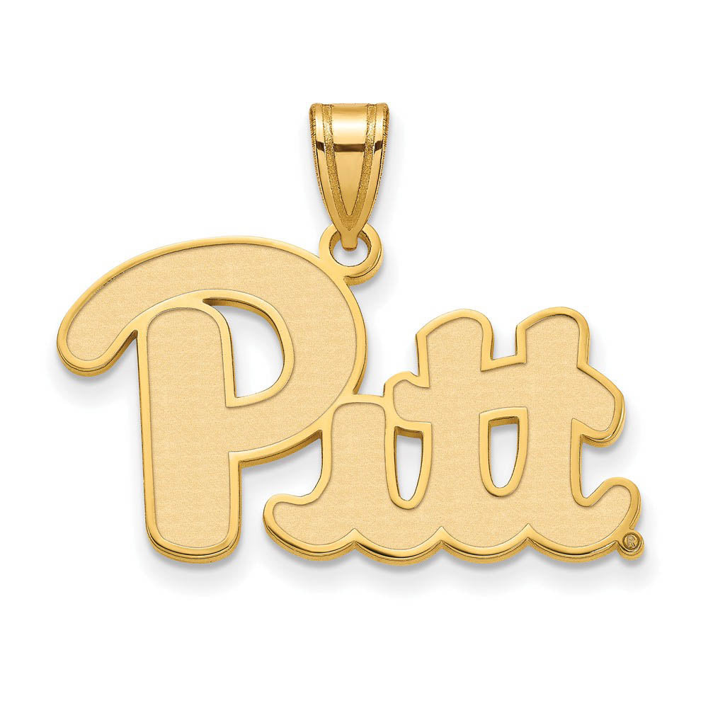 14k Yellow Gold U. of Pittsburgh Large 'Pitt' Pendant, Item P17057 by The Black Bow Jewelry Co.
