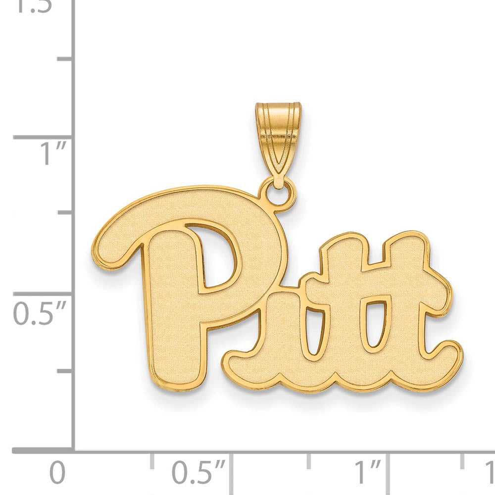 Alternate view of the 14k Yellow Gold U. of Pittsburgh Large 'Pitt' Pendant by The Black Bow Jewelry Co.