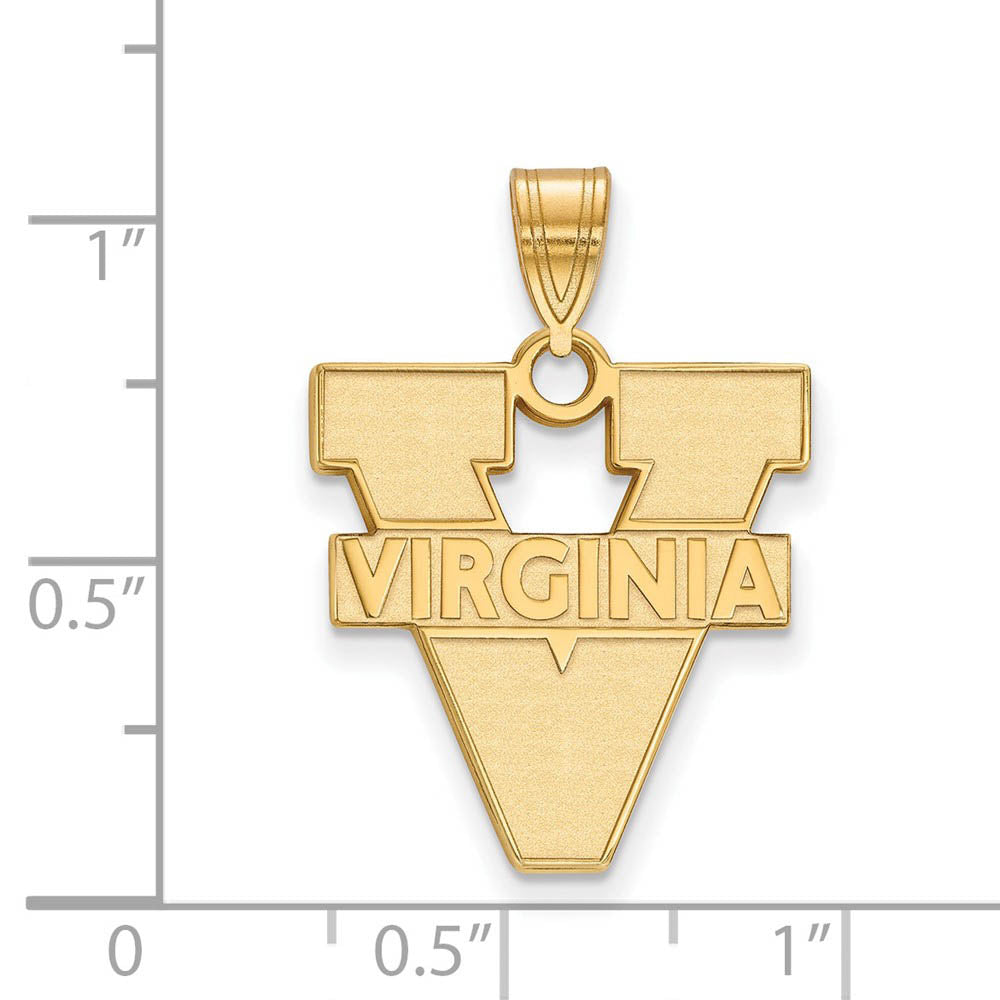 Alternate view of the 14k Yellow Gold U. of Virginia Large 'V' Logo Pendant by The Black Bow Jewelry Co.