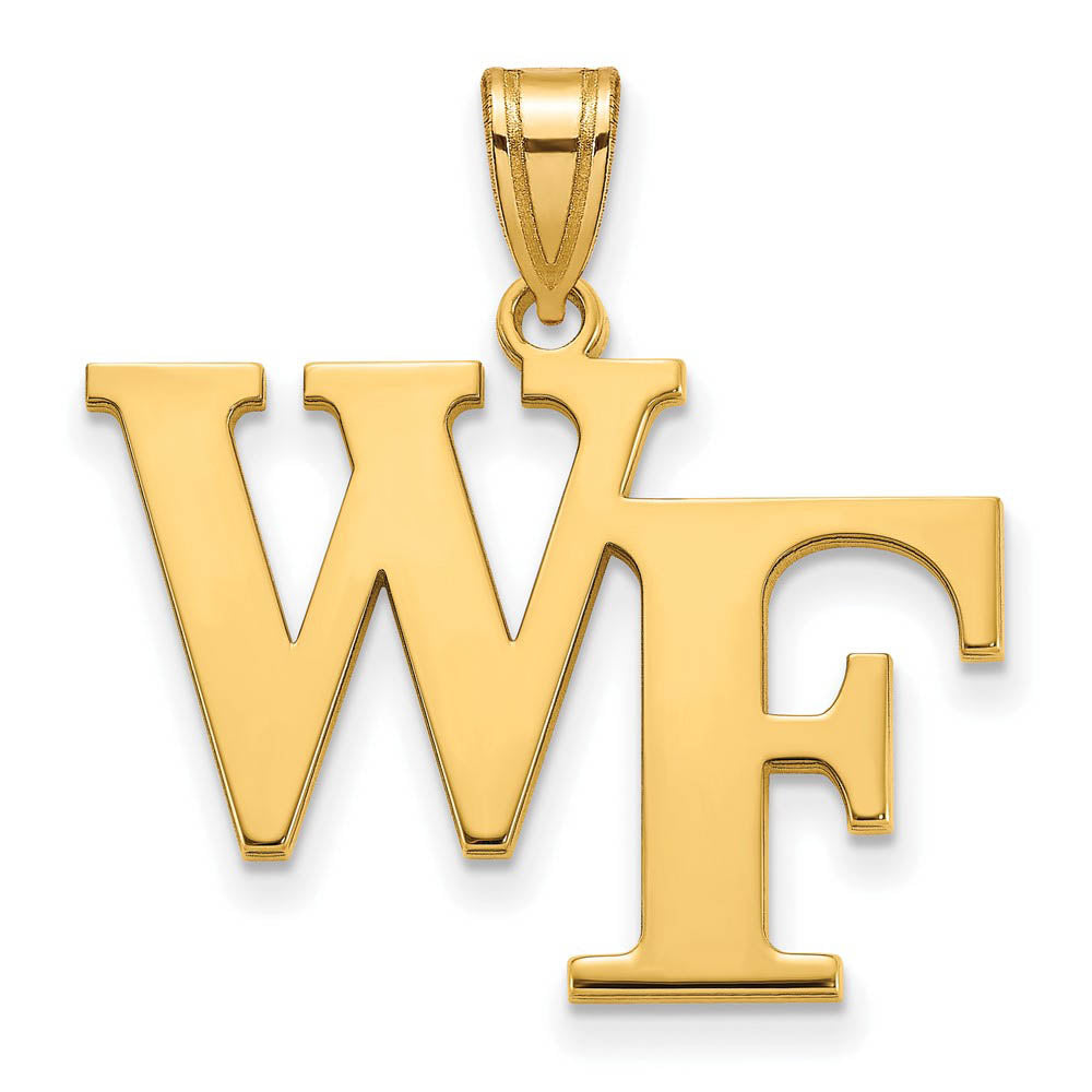 14k Yellow Gold Wake Forest U. Large 'WF' Pendant, Item P17068 by The Black Bow Jewelry Co.