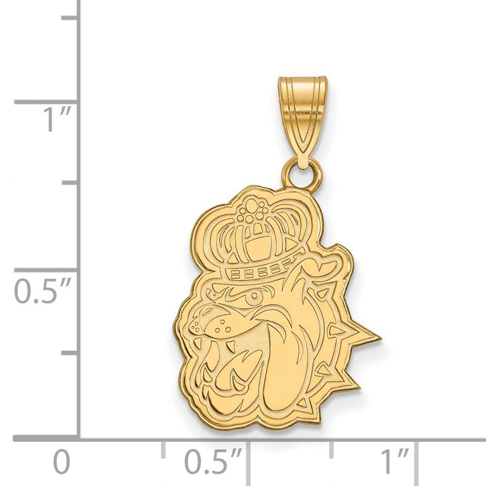Alternate view of the 14k Yellow Gold James Madison U Large Pendant by The Black Bow Jewelry Co.