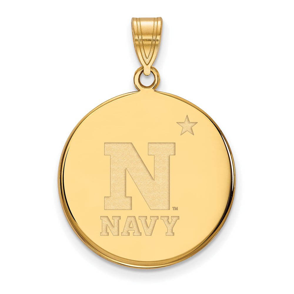 14k Yellow Gold U.S. Naval Academy Large Disc Pendant, Item P17122 by The Black Bow Jewelry Co.