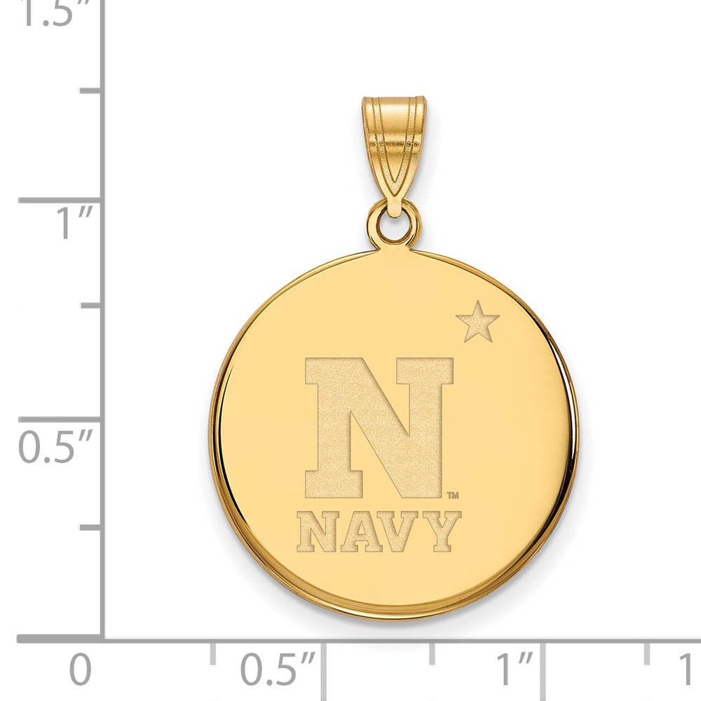 Alternate view of the 14k Yellow Gold U.S. Naval Academy Large Disc Pendant by The Black Bow Jewelry Co.