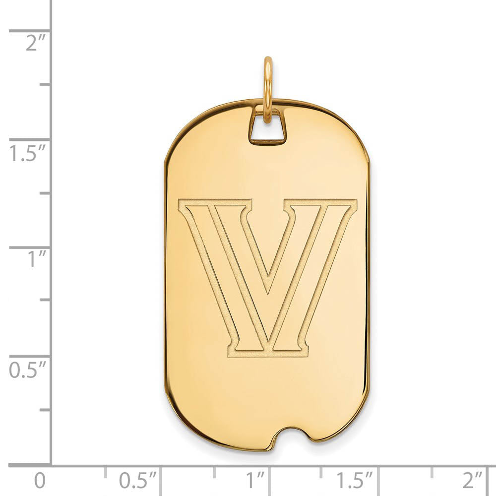 Alternate view of the 14k Yellow Gold Villanova U. Large Logo Dog Tag Pendant by The Black Bow Jewelry Co.