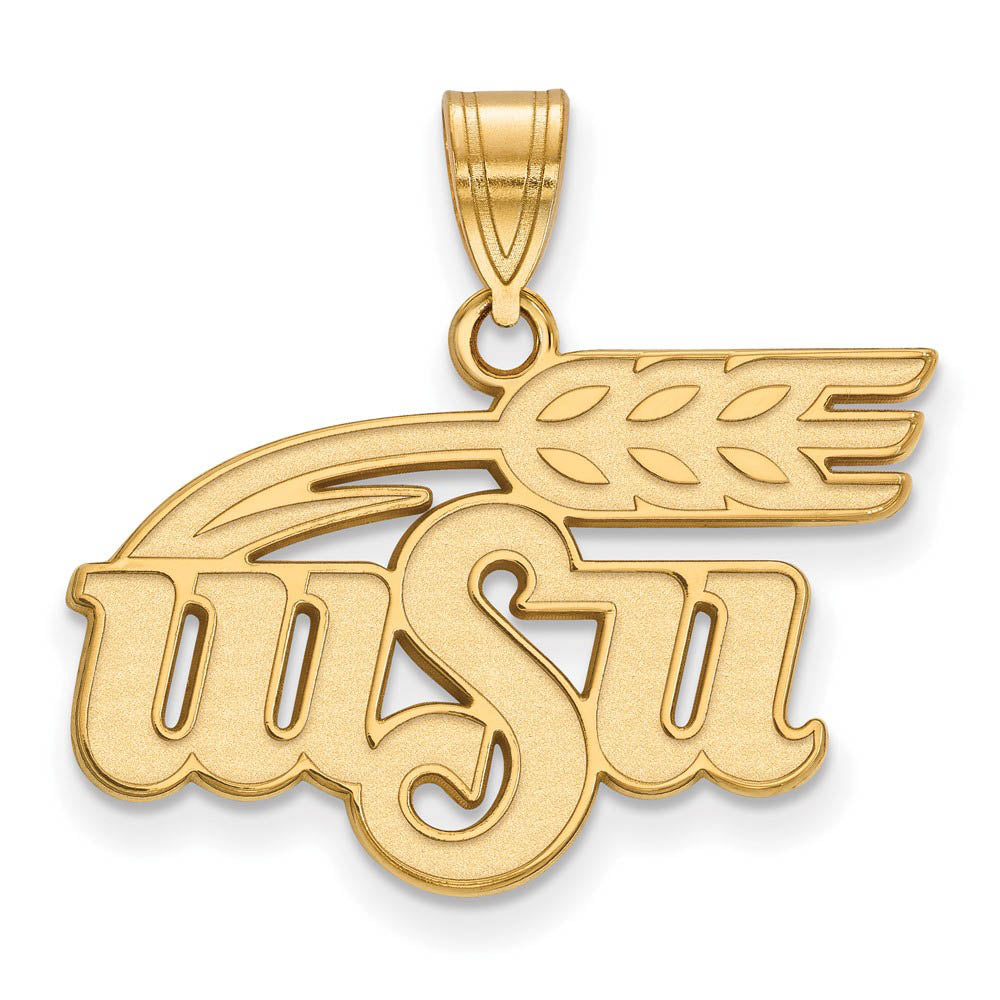 14k Yellow Gold Wichita State Large Logo Pendant, Item P17127 by The Black Bow Jewelry Co.