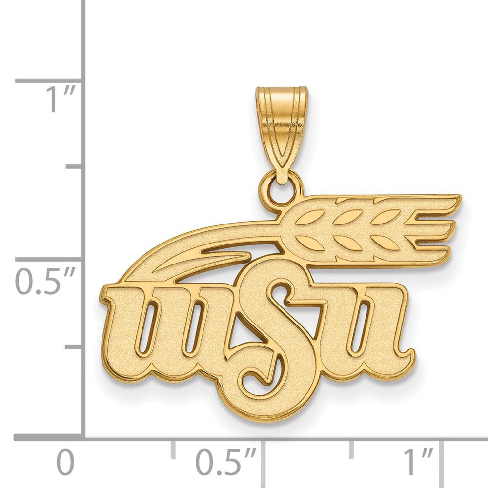 Alternate view of the 14k Yellow Gold Wichita State Large Logo Pendant by The Black Bow Jewelry Co.