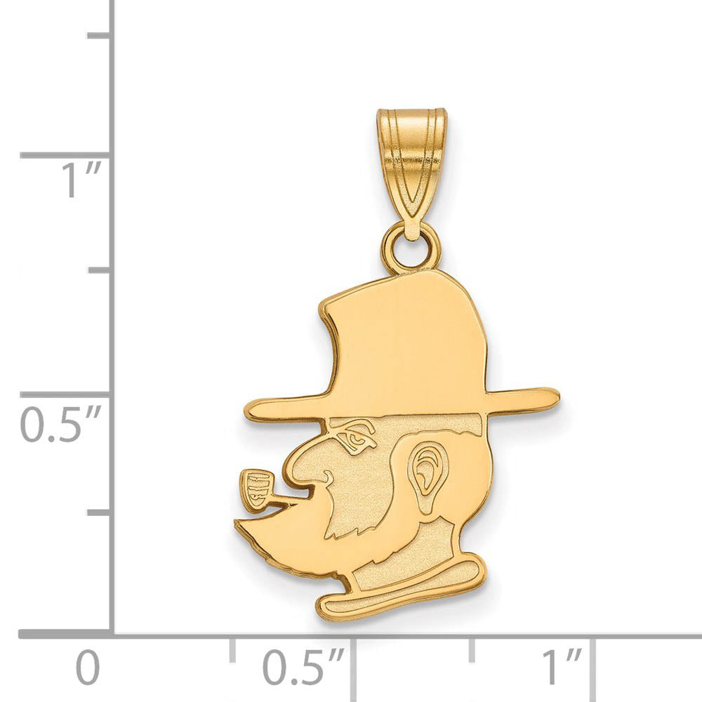 Alternate view of the 14k Yellow Gold Appalachian State Large Pendant by The Black Bow Jewelry Co.