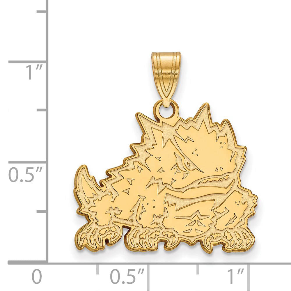 Alternate view of the 14k Yellow Gold Texas Christian U. Large Mascot Pendant by The Black Bow Jewelry Co.