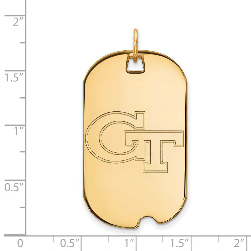 Alternate view of the 14k Yellow Gold Georgia Technology Large Dog Tag Pendant by The Black Bow Jewelry Co.