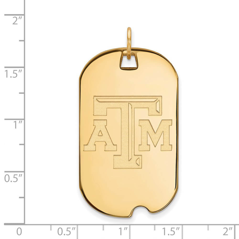 Alternate view of the 14k Yellow Gold Texas A&M U. Large Dog Tag Pendant by The Black Bow Jewelry Co.
