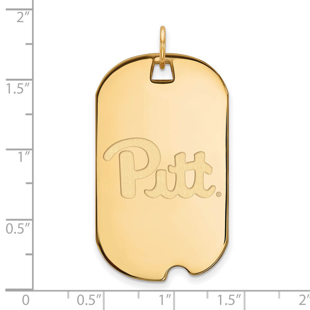 Alternate view of the 14k Yellow Gold U. of Pittsburgh Large Dog Tag Pendant by The Black Bow Jewelry Co.