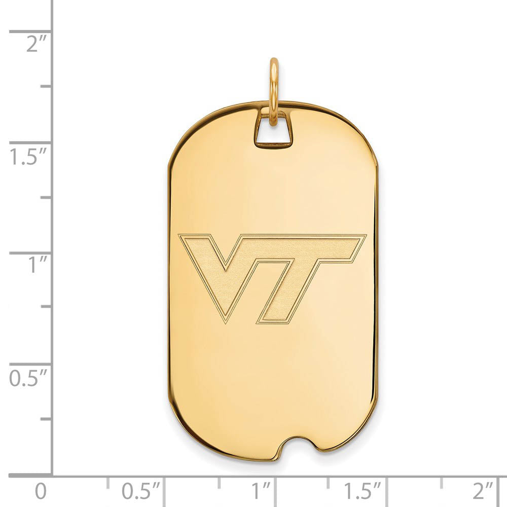 Alternate view of the 14k Yellow Gold Virginia Tech Large Logo Dog Tag Pendant by The Black Bow Jewelry Co.