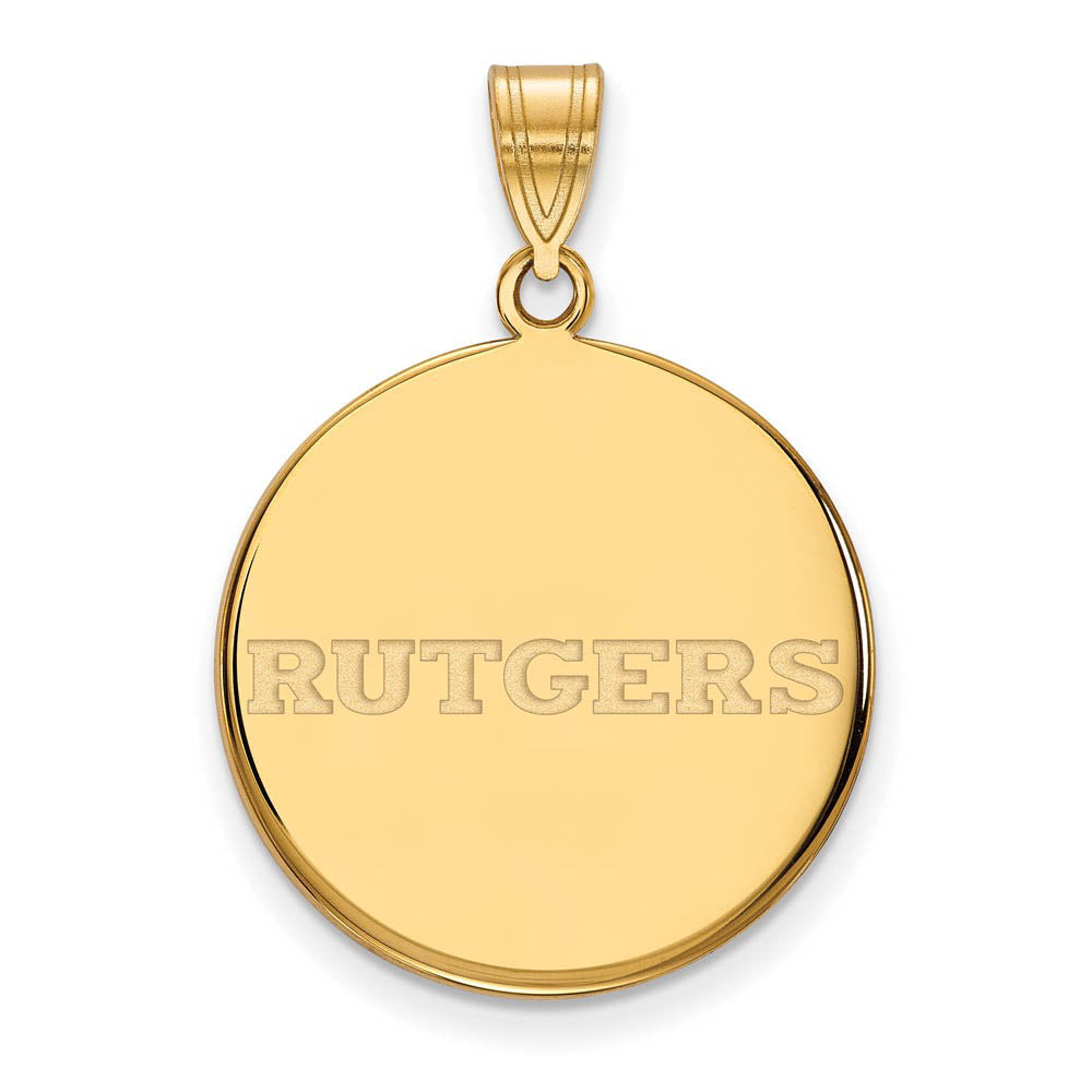 14k Yellow Gold Rutgers Large Script Disc Pendant, Item P17172 by The Black Bow Jewelry Co.