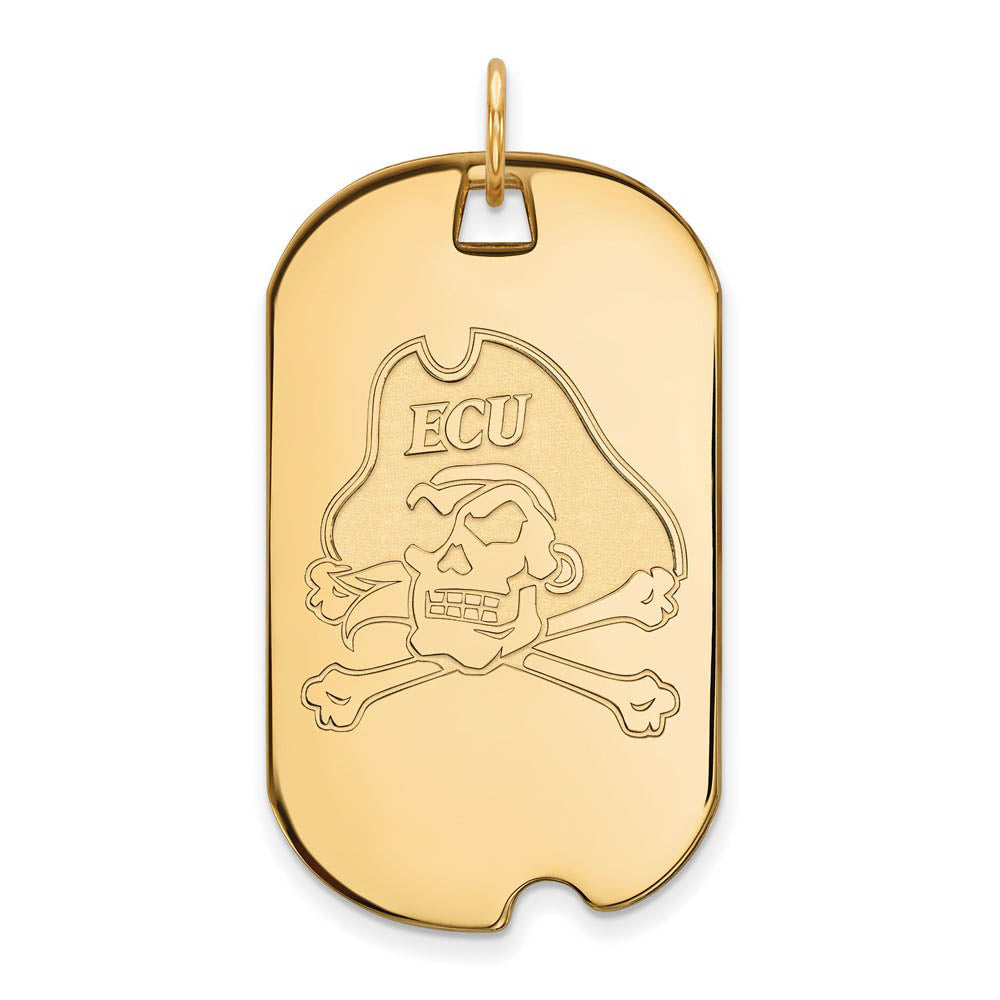 14k Yellow Gold East Carolina U Large Dog Tag Pendant, Item P17174 by The Black Bow Jewelry Co.