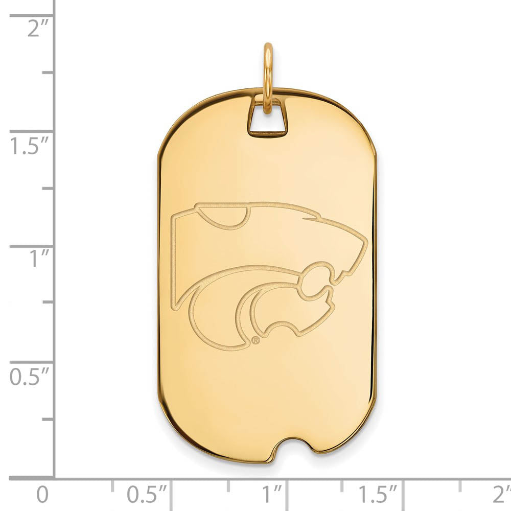 Alternate view of the 14k Yellow Gold Kansas State Large Dog Tag Pendant by The Black Bow Jewelry Co.