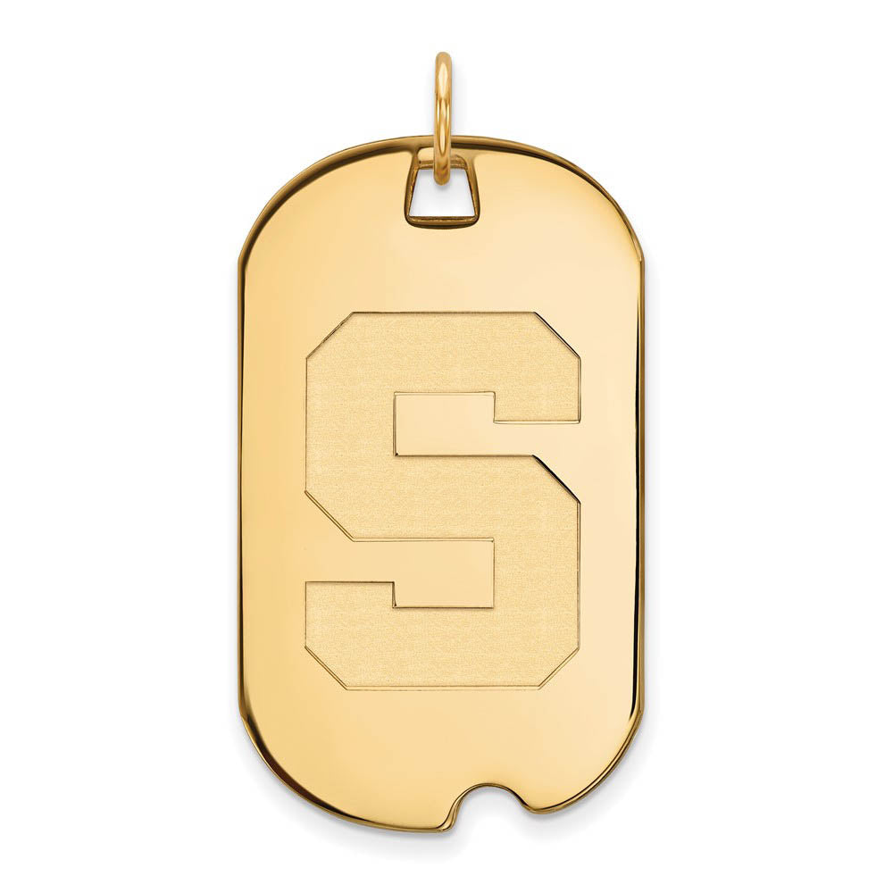 14k Yellow Gold Michigan State Large Initial S Dog Tag Pendant, Item P17202 by The Black Bow Jewelry Co.