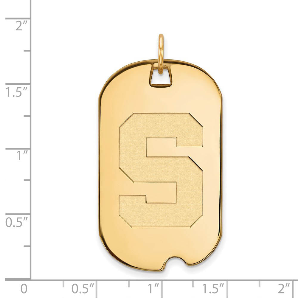 Alternate view of the 14k Yellow Gold Michigan State Large Initial S Dog Tag Pendant by The Black Bow Jewelry Co.