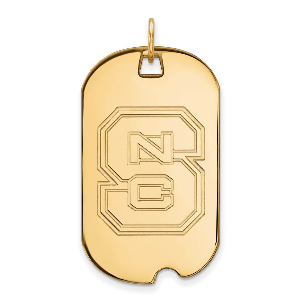 14k Yellow Gold North Carolina State Large 'NCS' Dog Tag Pendant, Item P17204 by The Black Bow Jewelry Co.