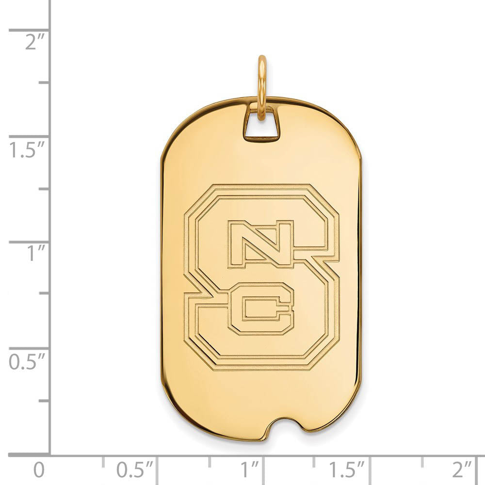 Alternate view of the 14k Yellow Gold North Carolina State Large 'NCS' Dog Tag Pendant by The Black Bow Jewelry Co.