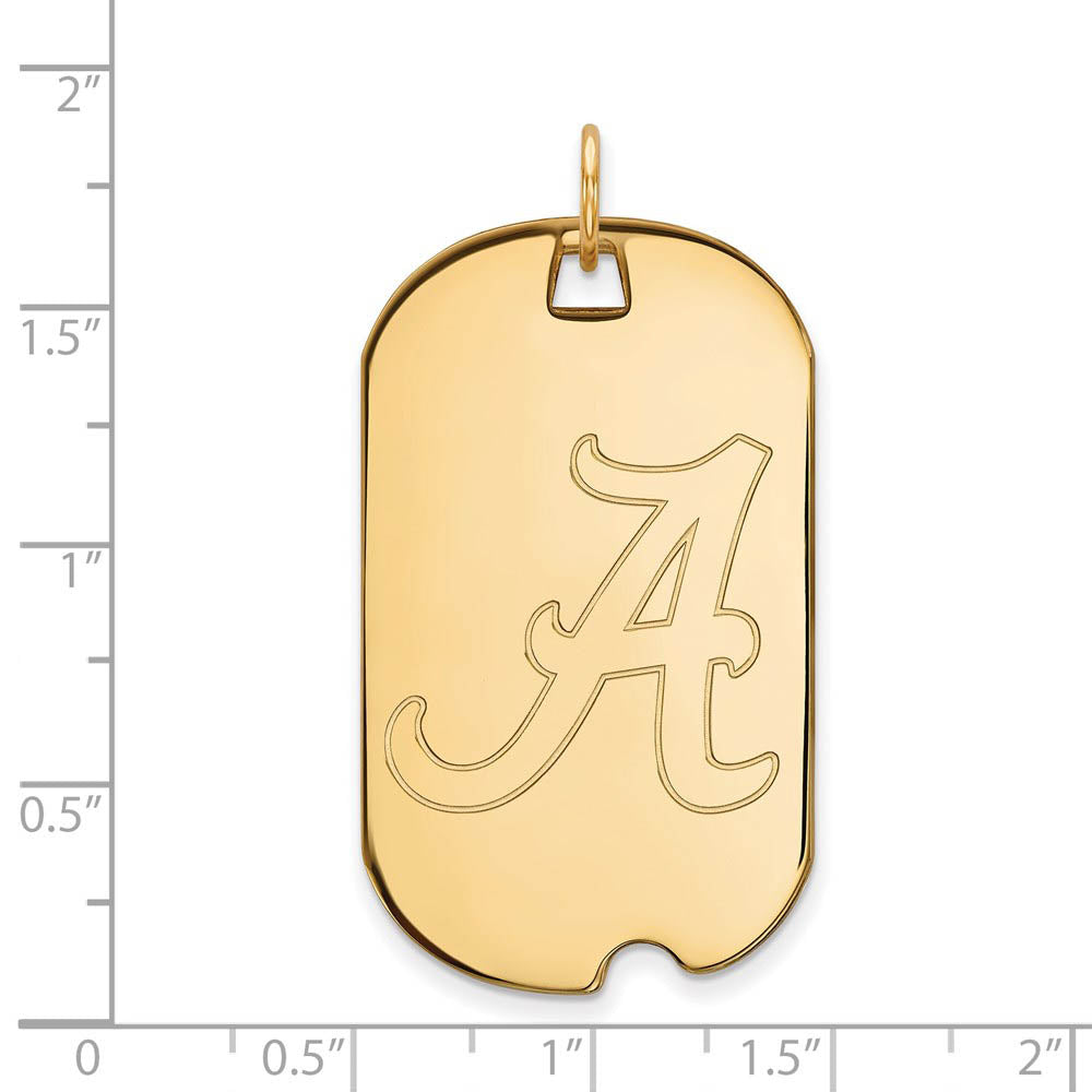 Alternate view of the 14k Yellow Gold U. of Alabama Large Initial A Dog Tag Pendant by The Black Bow Jewelry Co.