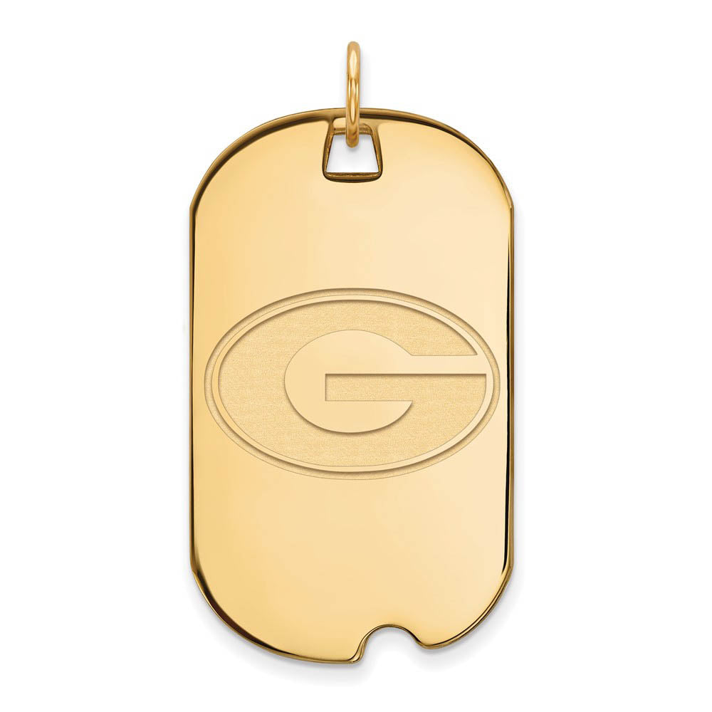 14k Yellow Gold U. of Georgia Large 'G' Dog Tag Pendant, Item P17212 by The Black Bow Jewelry Co.