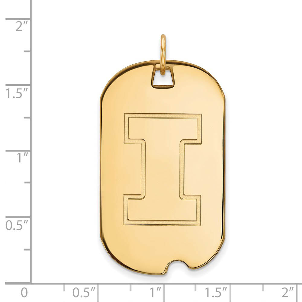 Alternate view of the 14k Yellow Gold U. of Illinois Large Initial I Dog Tag Pendant by The Black Bow Jewelry Co.